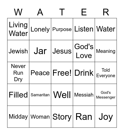 Living Water Bingo Card