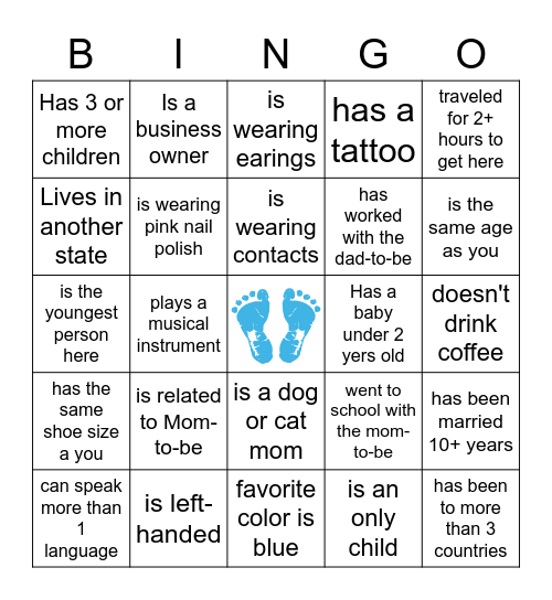 Find the Guest Bingo Card