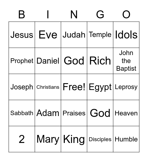 Bible Bingo Card