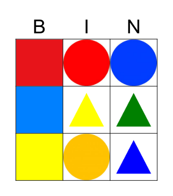 Shapes and Colors Bingo Card