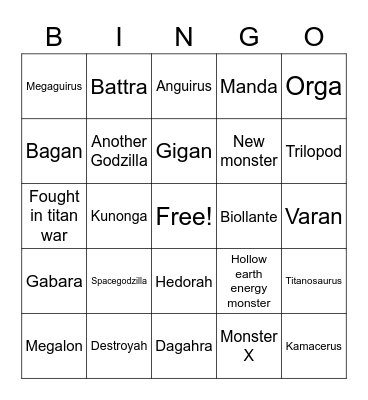 5th monsterverse villain bingo Card
