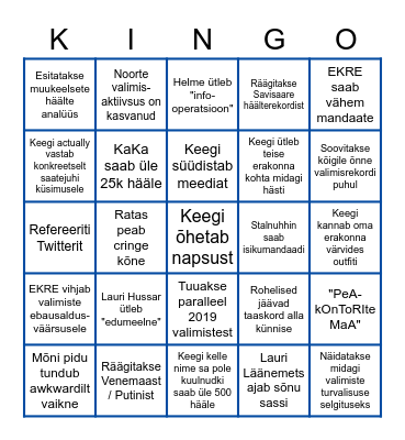 EE VALIMISED 2023 Bingo Card