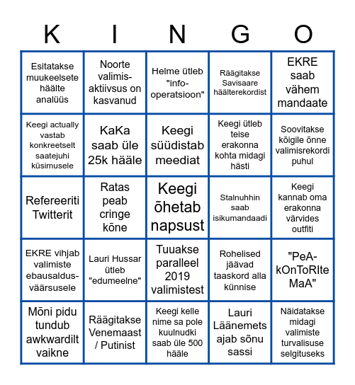 EE VALIMISED 2023 Bingo Card