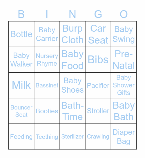 Baby shower bingo Card