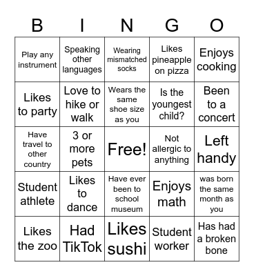 Barrett 2nd floor Bingo Card