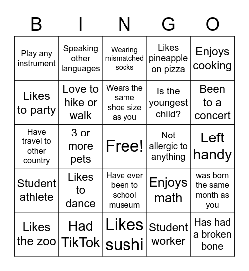 Barrett 2nd floor Bingo Card