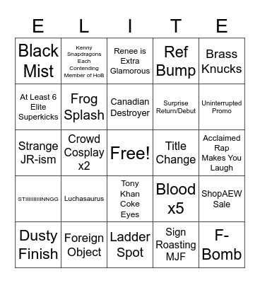 AEW Revolution 2023 Bingo Card