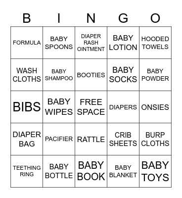 KAT'S BABY SHOWER BINGO Card