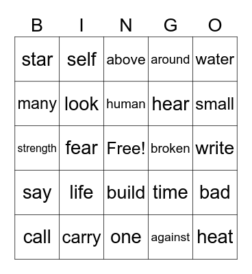Greek and Latin Roots Bingo Card