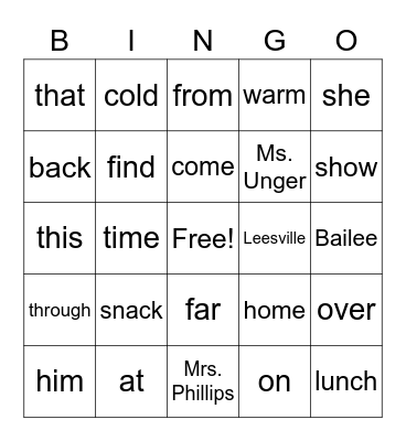 What Makes This Place Special? Bingo Card