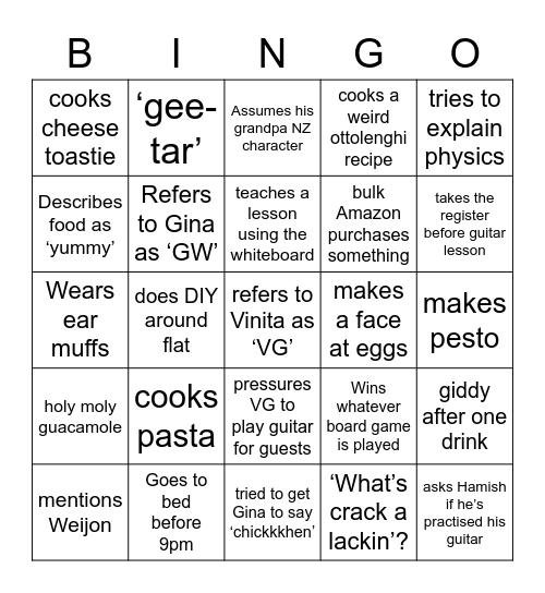 HP Bingo Card