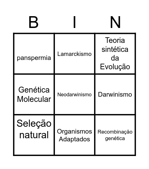 EVOLUÇÃO Bingo Card