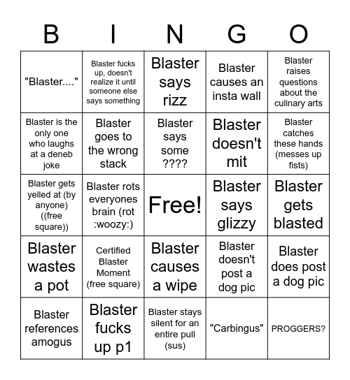 Bwaster uwu Bingo Card