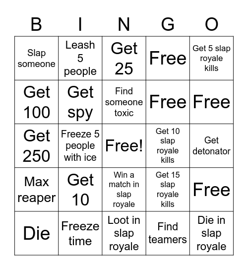 Slap battles bingo Card