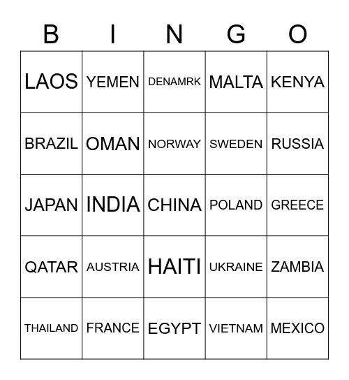 VALERIA'S BINGO Card