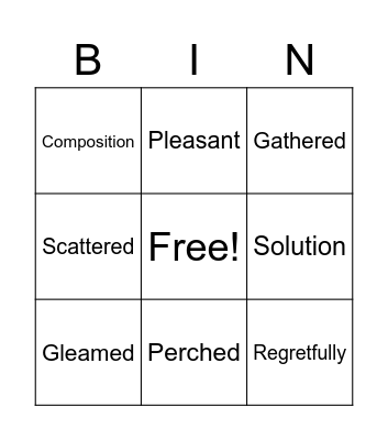 Vocabulary Bingo Card