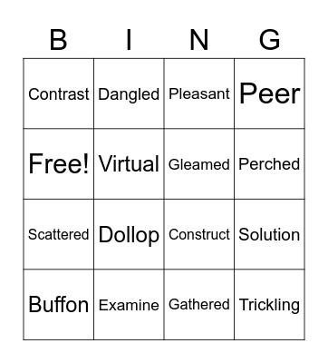 Vocabulary Bingo Card