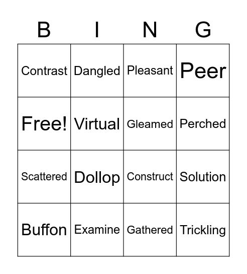 Vocabulary Bingo Card