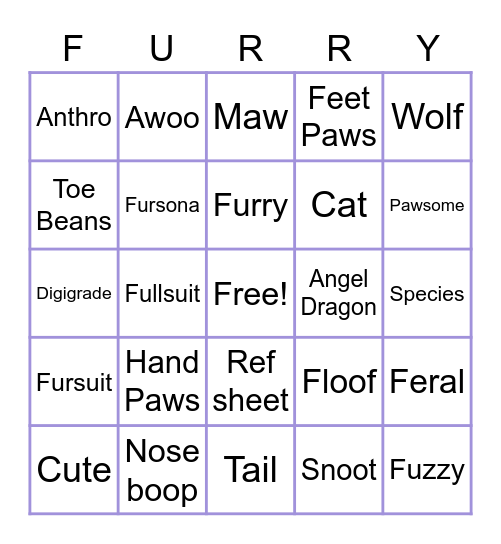 Furry Bingo! Bingo Card