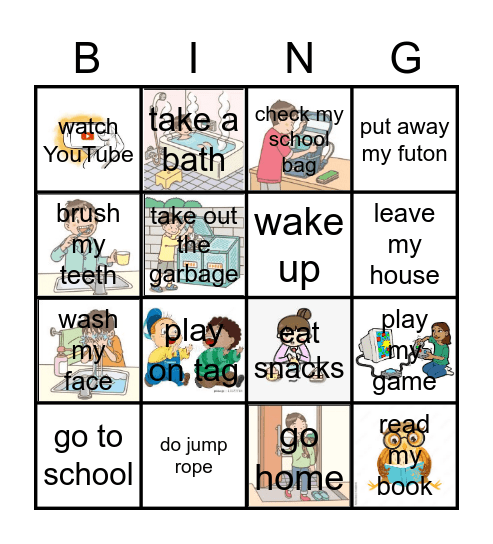 Daily Life bingo Card