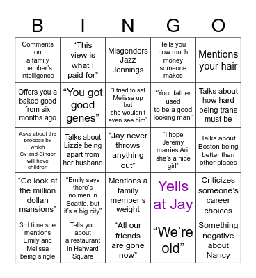 Betsy Bedrick Bingo (BBB) Bingo Card