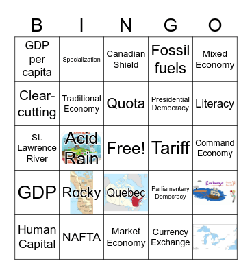 CANADA Bingo Card