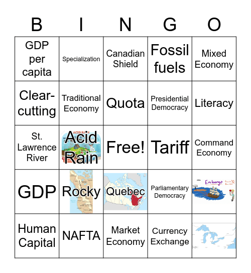 CANADA Bingo Card