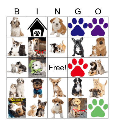 Puppy Love Bingo Card