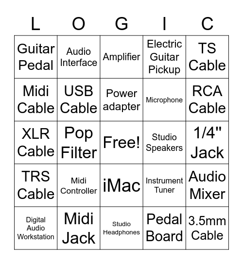 Music Technology Bingo Card