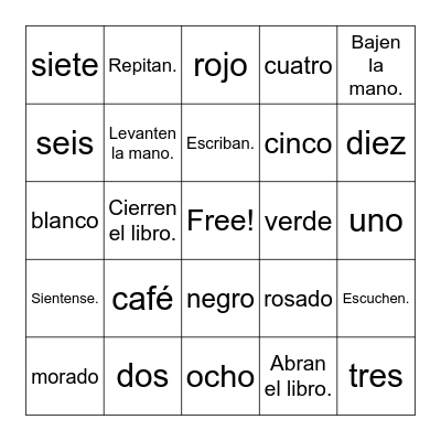 Olé Bingo Card