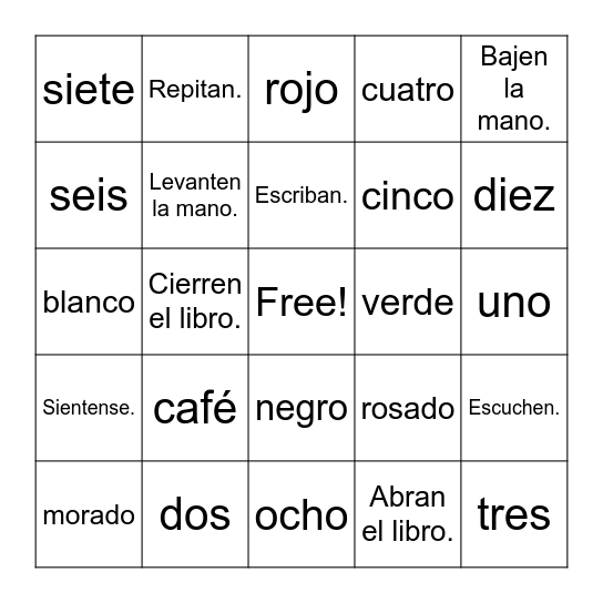 Olé Bingo Card
