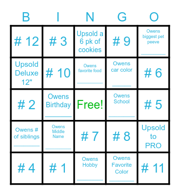 5 Winners Bingo Card