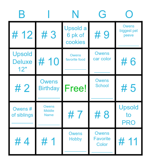 5 Winners Bingo Card