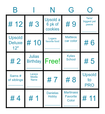 5 Winners Bingo Card