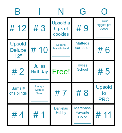 5 Winners Bingo Card