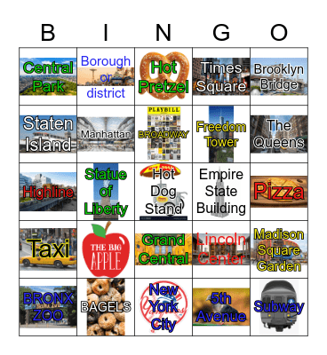 NEW YORK CITY BINGO Card