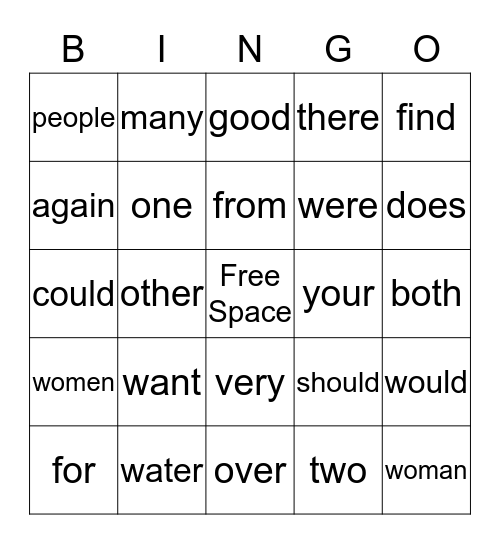 SIPPS: Read these words Bingo Card