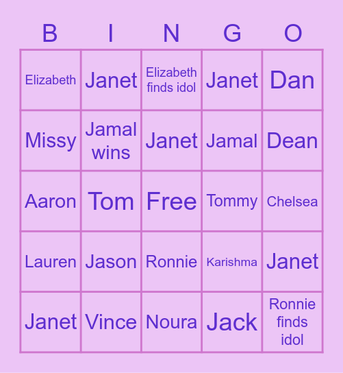 survivor s39 Bingo Card