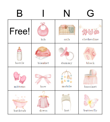 Baby Shower Bingo Card