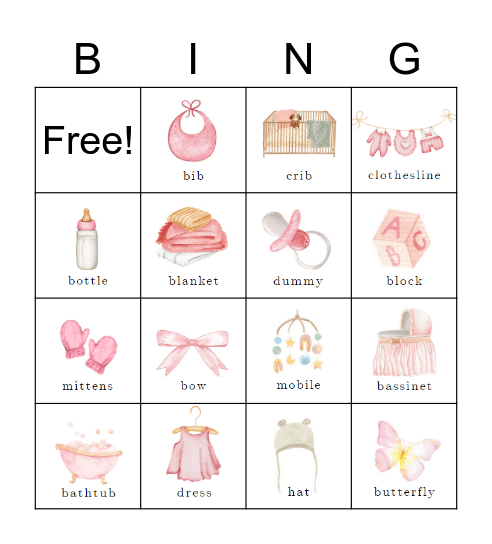 Baby Shower Bingo Card