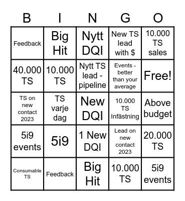 JFDI Bingo Card
