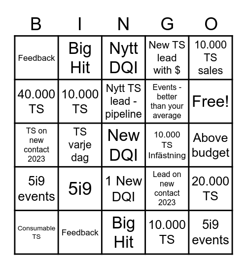 JFDI Bingo Card