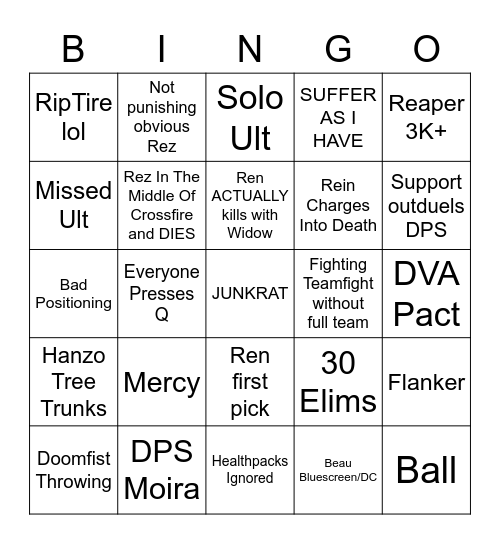 Overwatch Bingo Card