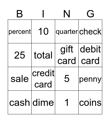 Money Bingo Card