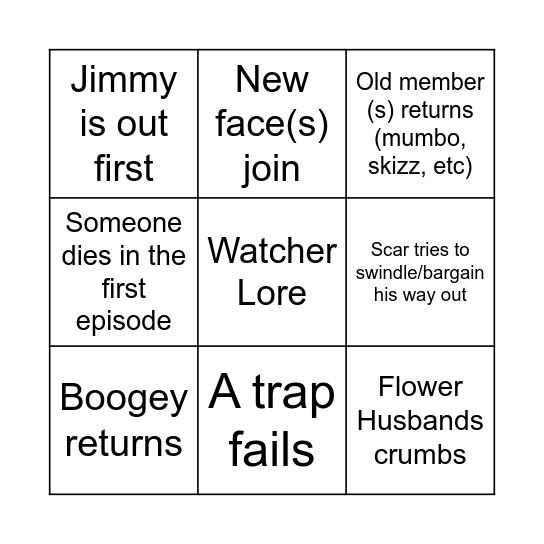 Limited Life Bingo Card