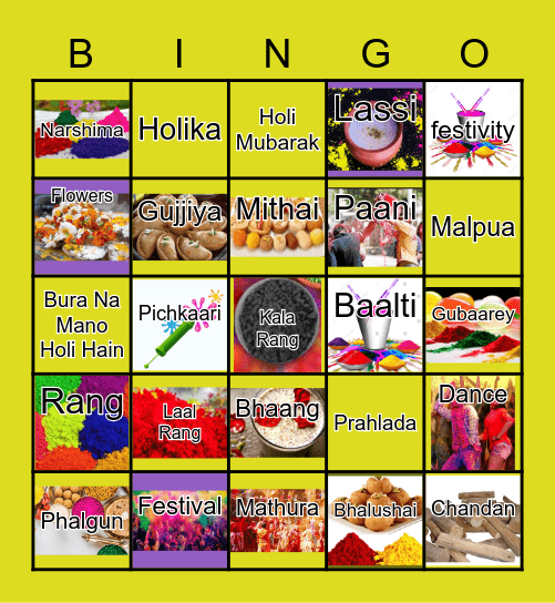 Rangeelo- Holi Bingo Card