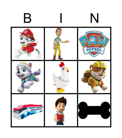 Paw Patrol Bingo Card