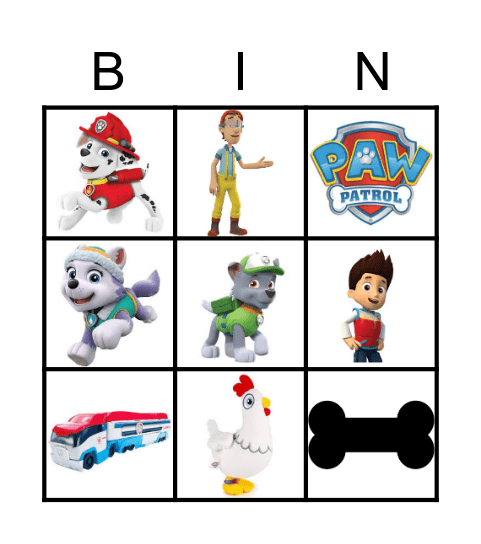 Paw Patrol Bingo Card