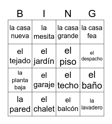 La Casa Bingo Card