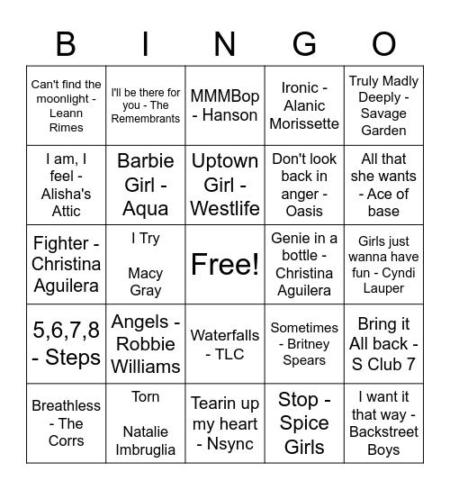 SOPHIE'S ROCK AND ROLL BINGO Card